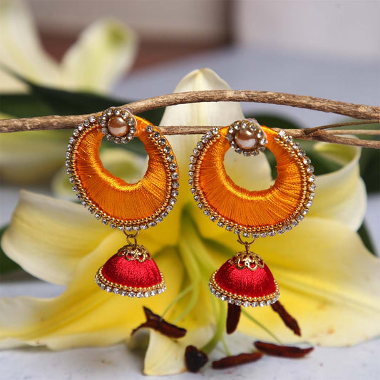 Crimson Sun Jhumka Earrings