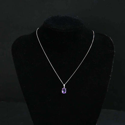 Silver Amethyst Pendant and Chain