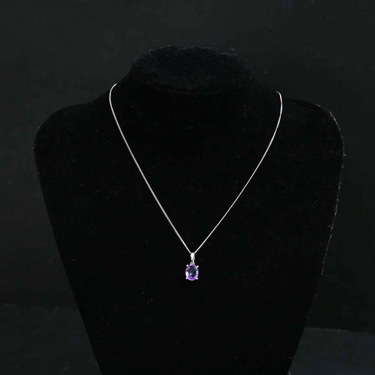 Silver Amethyst Pendant and Chain