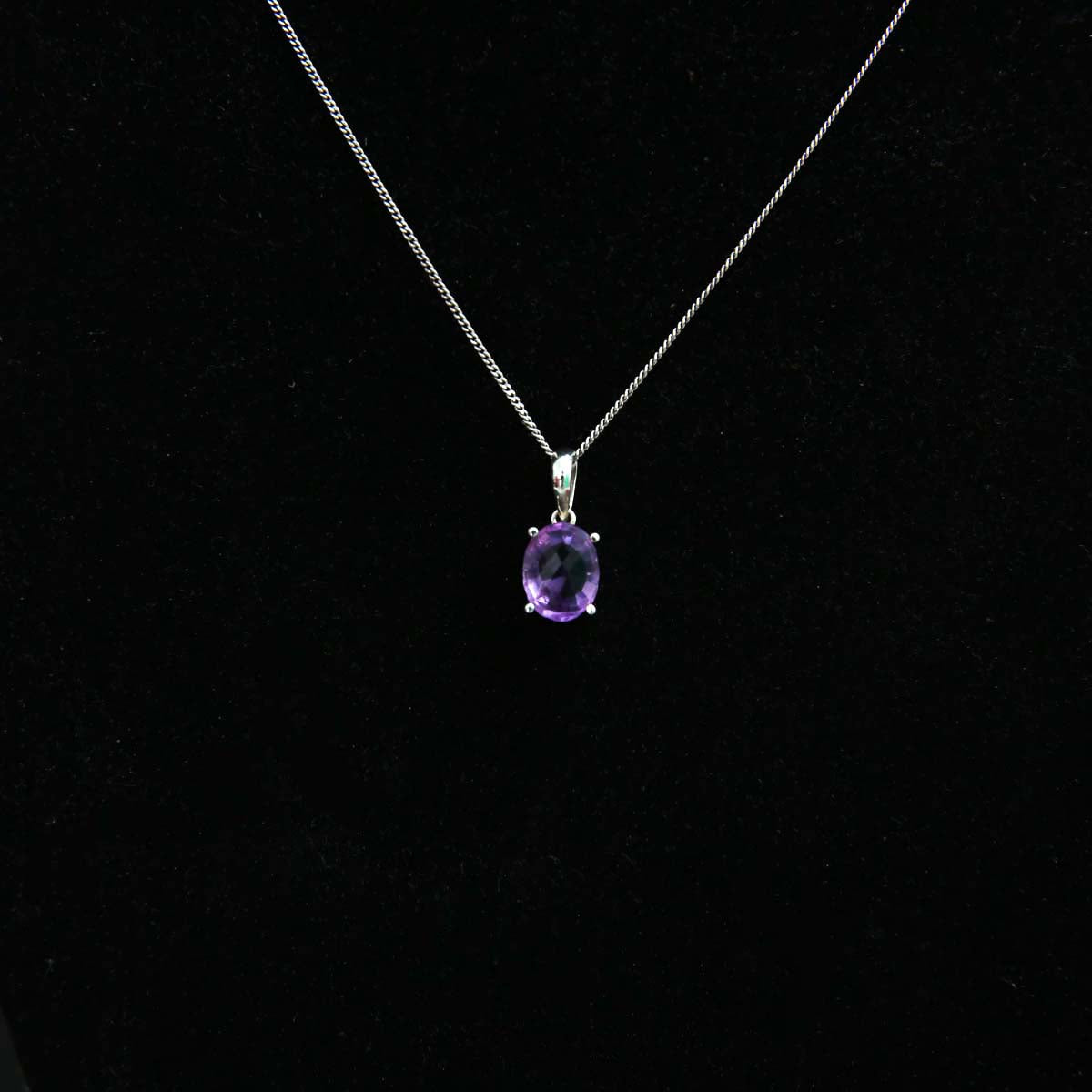 Silver Amethyst Pendant and Chain
