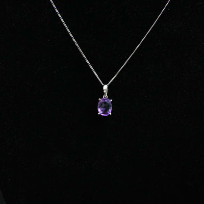 Silver Amethyst Pendant and Chain