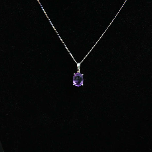 Silver Amethyst Pendant and Chain