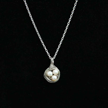 Silver Nest Pearl Pendant and Chain
