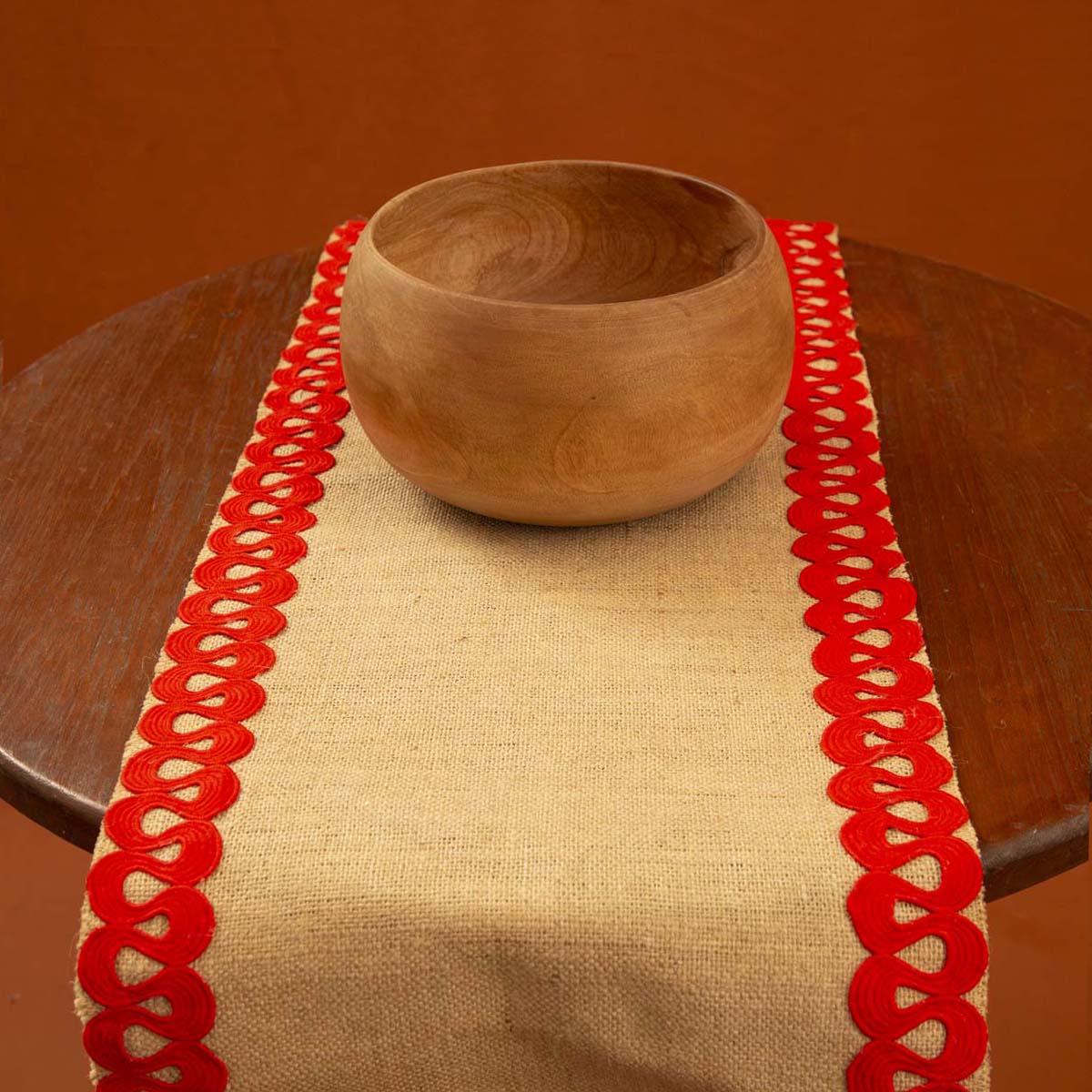 Carmine Burlap Table Runner