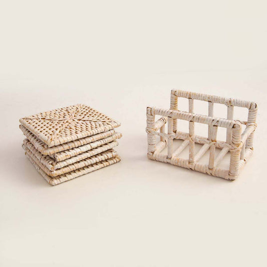 Gruha Mist Square Cane Coaster Set