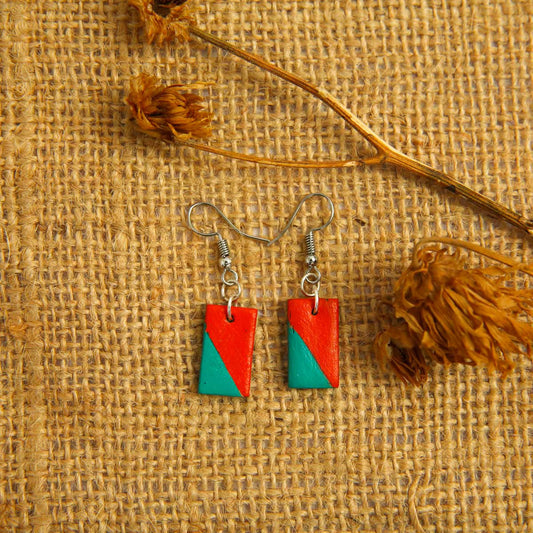 Turq & Red Terracotta Earrings