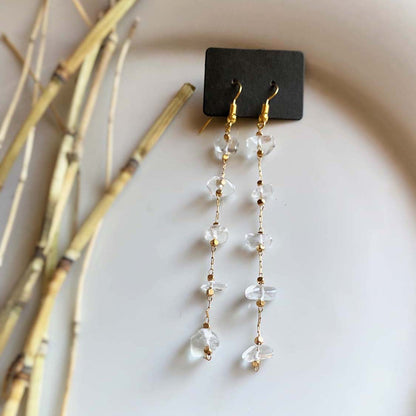 White Stone Drop Earrings