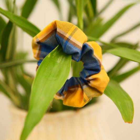 Yellow Checked Scrunchie