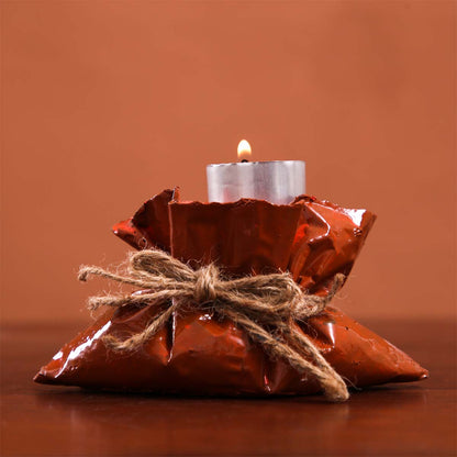 Amber Gunny Bag Candle Holder