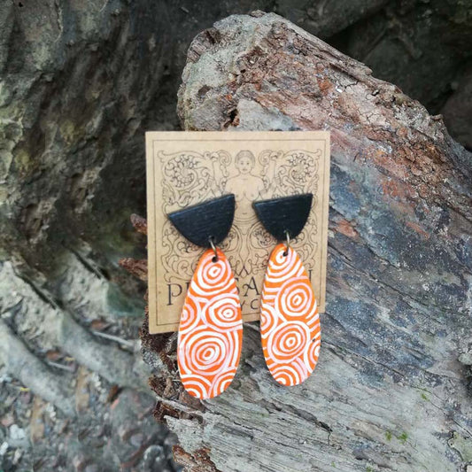 Orange Swirl Paper Earrings