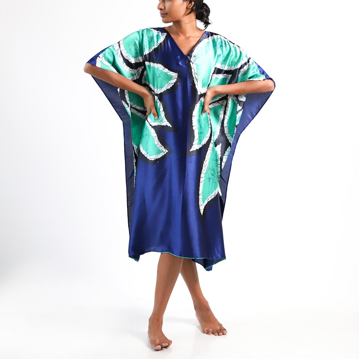Peacock Silk Batik Kaftan