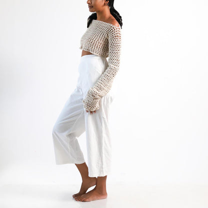 Cream Crotchet Off - Shoulder Top