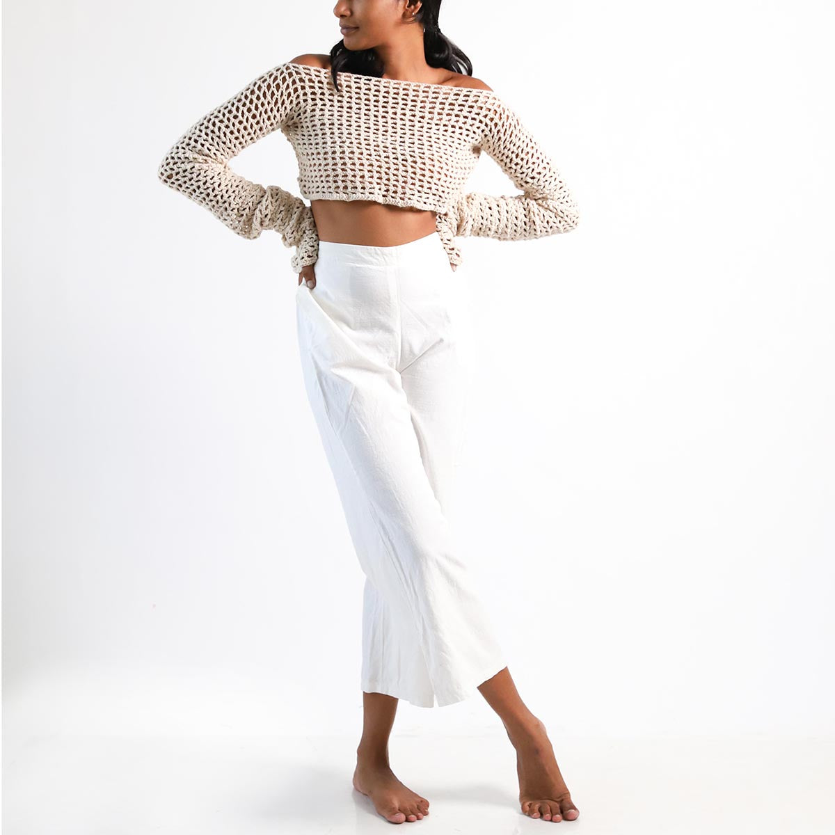 Cream Crotchet Off - Shoulder Top