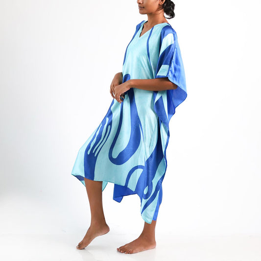Ocean Waves Silk Batik Kaftan