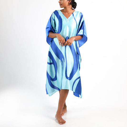 Ocean Waves Silk Batik Kaftan