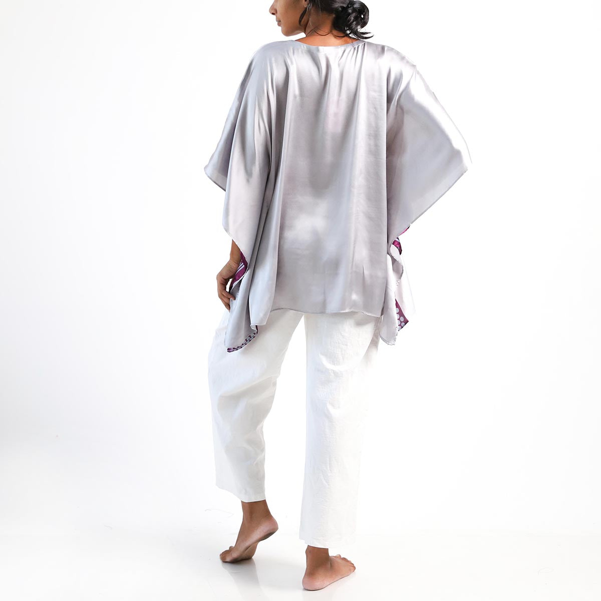 Magenta Polka-Dot Batik Top