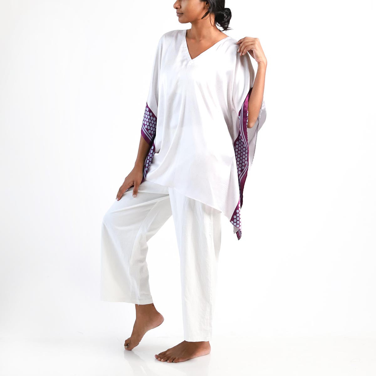 Magenta Polka-Dot Batik Top