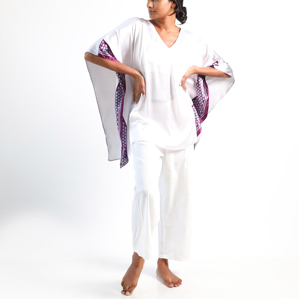 Magenta Polka-Dot Batik Top