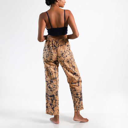 Beige and Navy Batik Pants