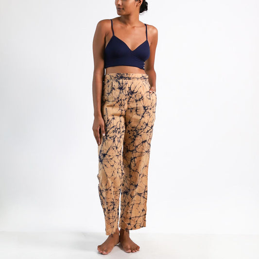 Beige and Navy Batik Pants