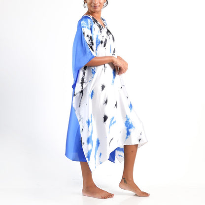 Brush Strokes Silk Batik Kaftan