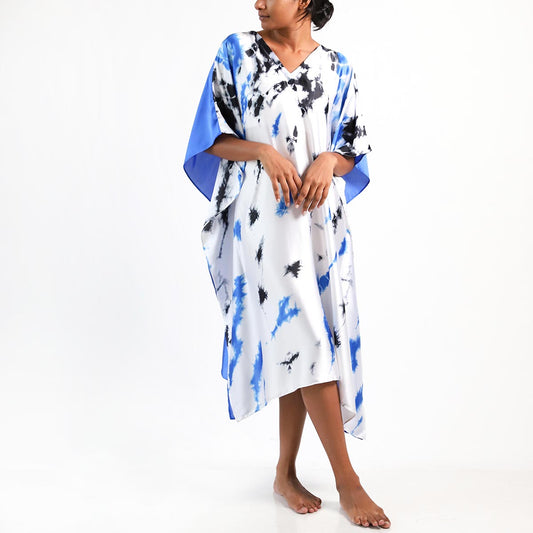 Brush Strokes Silk Batik Kaftan