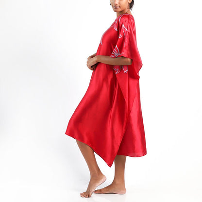 Classic Red Silk Batik Kaftan