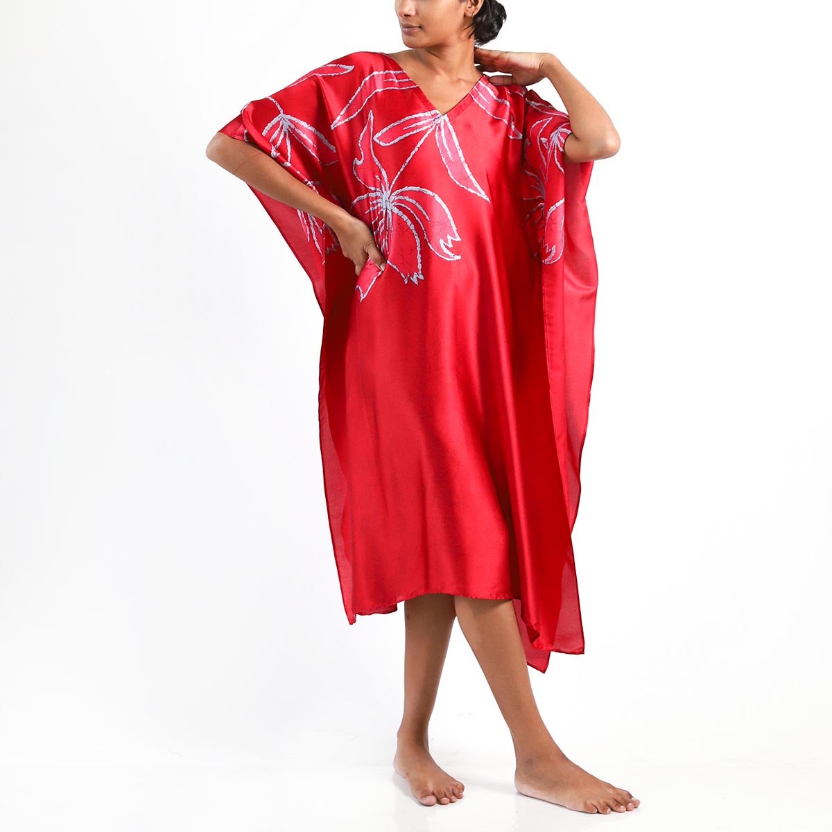 Classic Red Silk Batik Kaftan