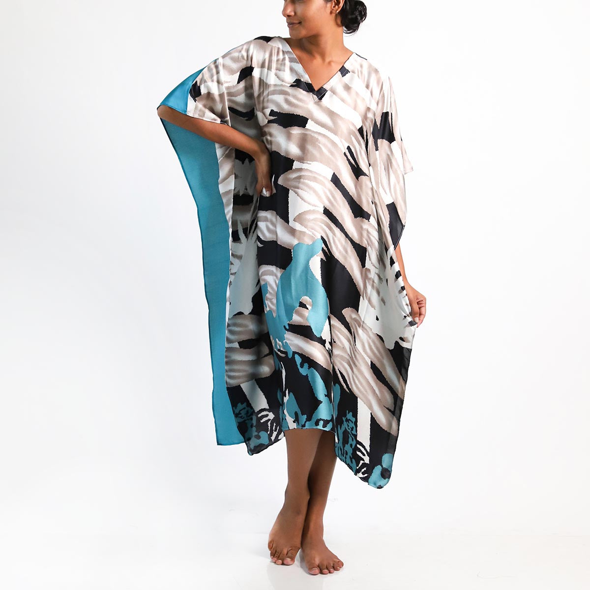 Sea Foam Silk Batik Kaftan