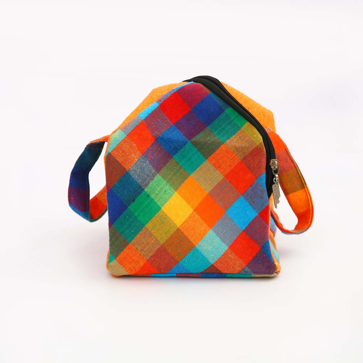 Checked Diagonal Zipper Lunch Bag