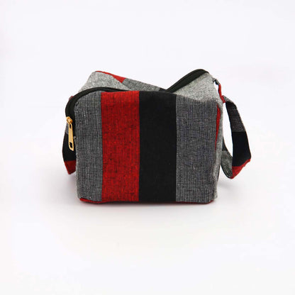 Grey Diagonal Zipper Lunch Bag