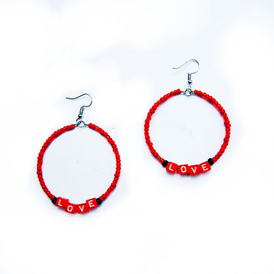 Ruby Red Hoop Earrings