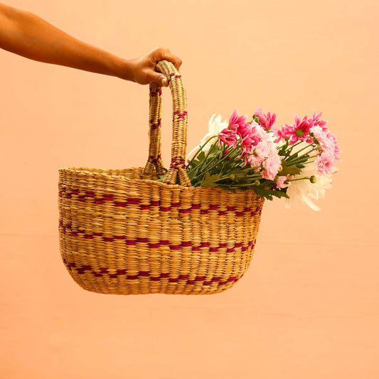 Magenta Reed Bread Basket