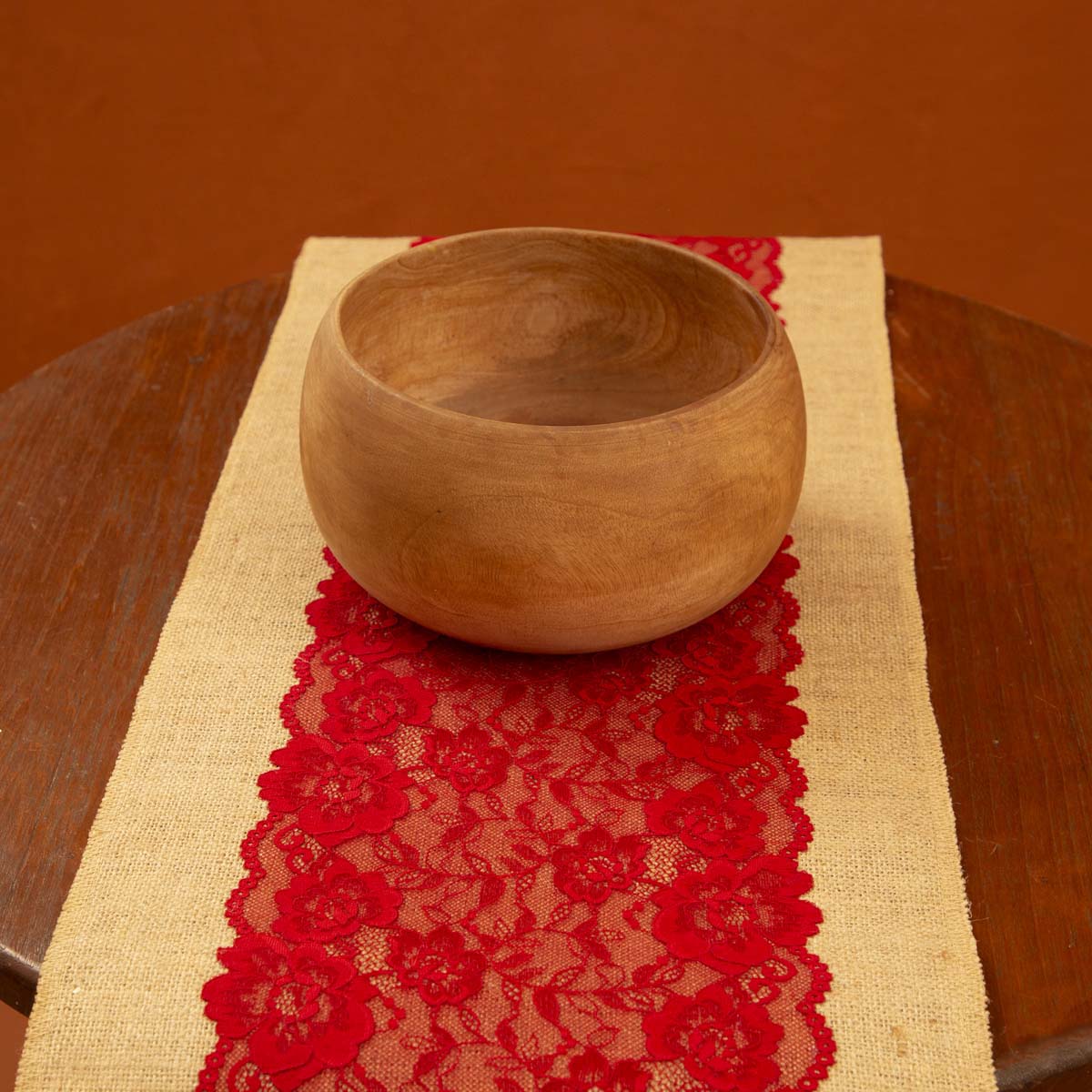 Cherry Burlap Table Runner