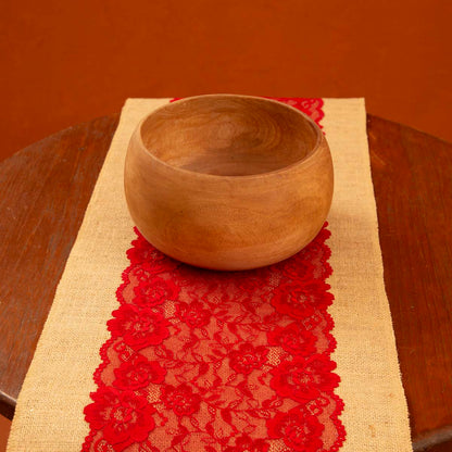 Cherry Burlap Table Runner