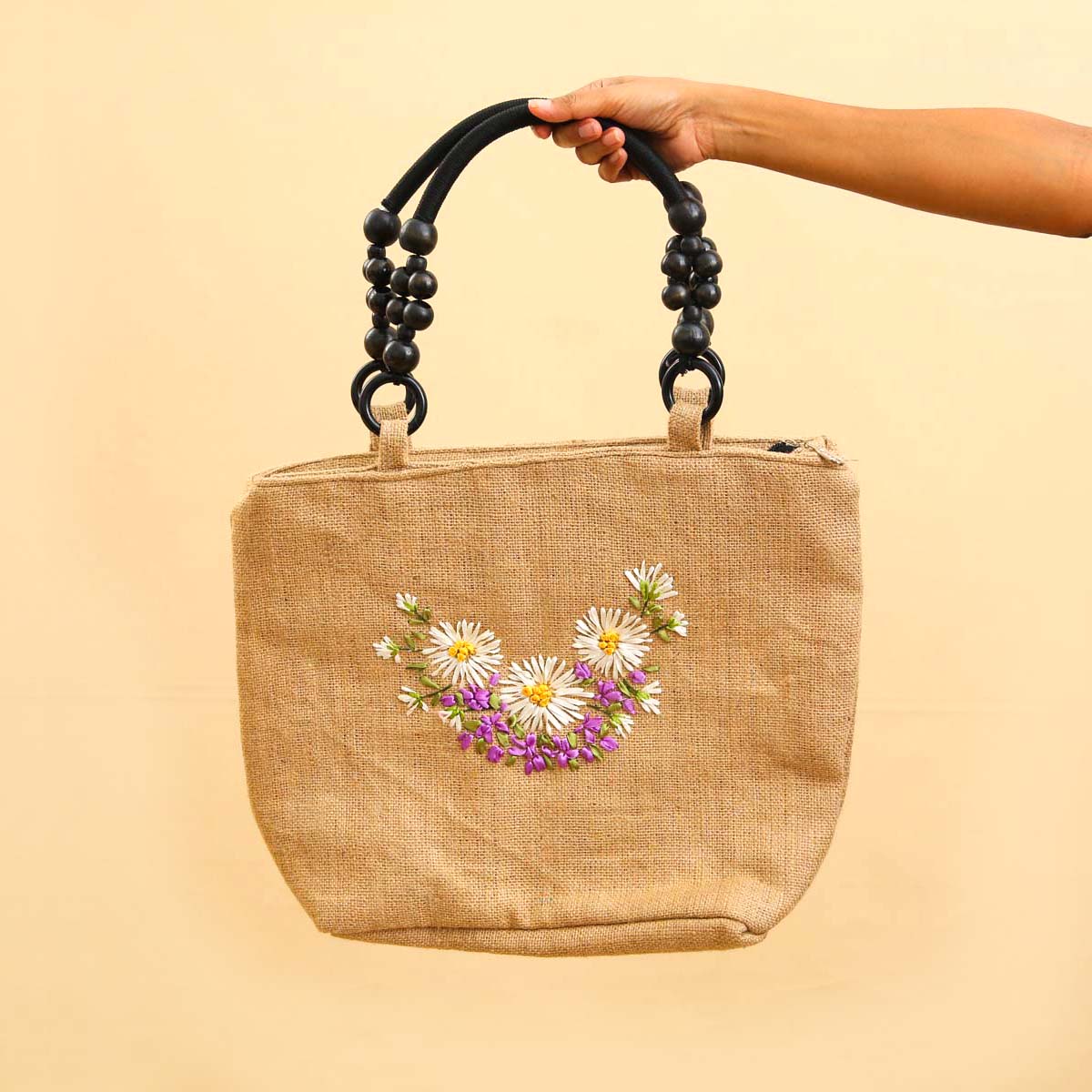 Pink Ribbon Embroidery Handbag
