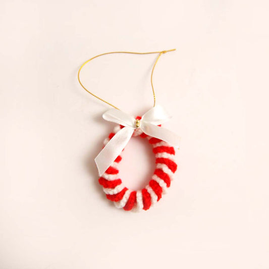 White Candy Cane Wreath Ornament