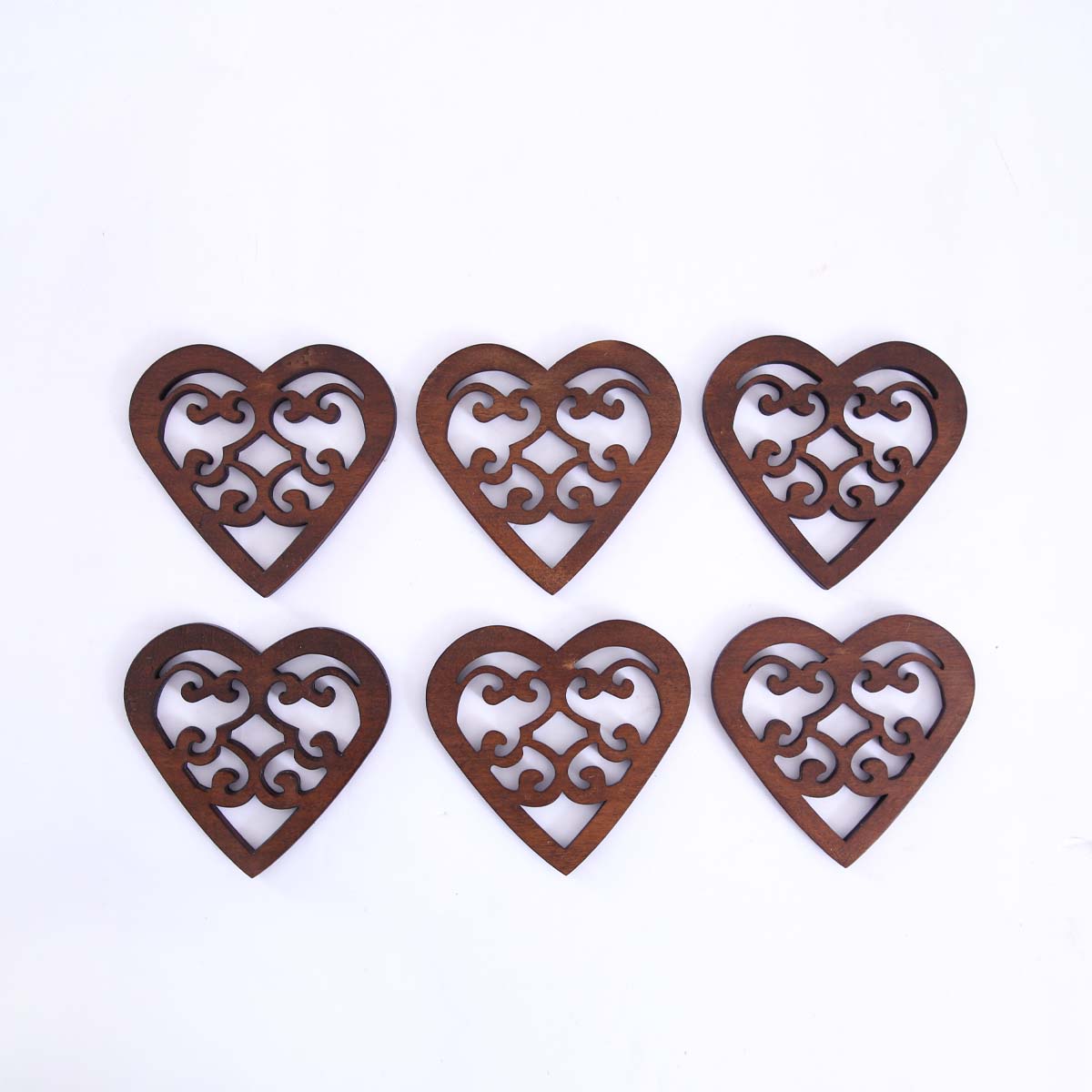 Decorative Wooden Heart Coaster Set