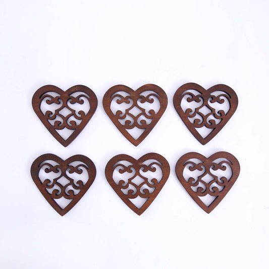 Decorative Wooden Heart Coaster Set