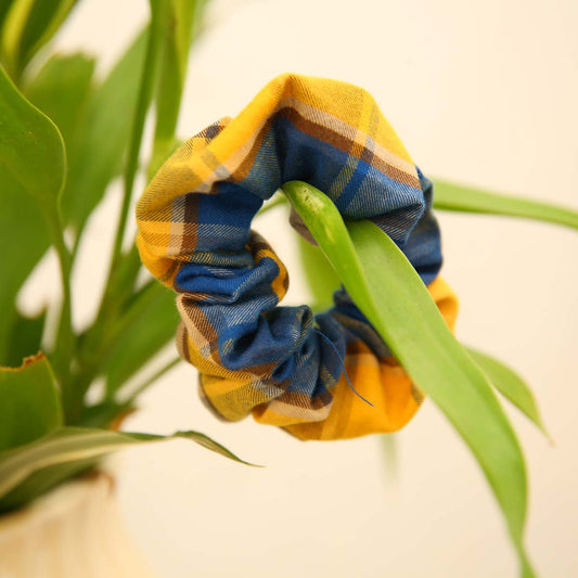 Yellow Checked Scrunchie