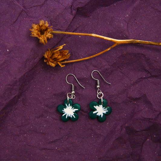 Green Floral Terracotta Earrings
