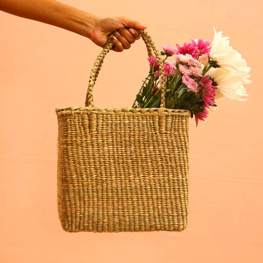 Natural Square Reed Bag
