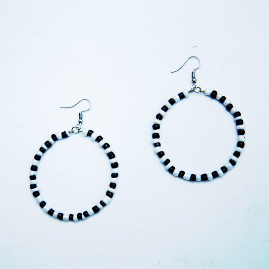 Black and White Hoop Earrings