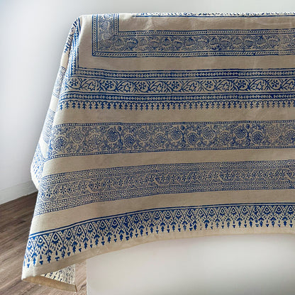 Azure Block Printed Table Cloth