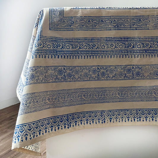 Azure Block Printed Table Cloth