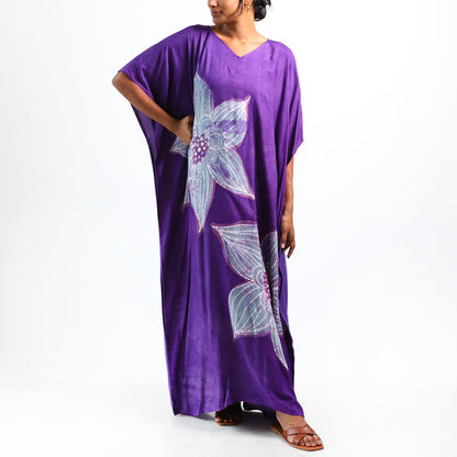 Violet Flowers Batik Kaftan