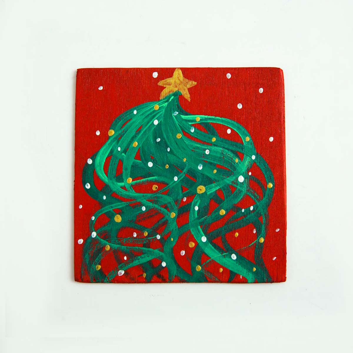 Artisnal Wooden Christmas Coaster Set