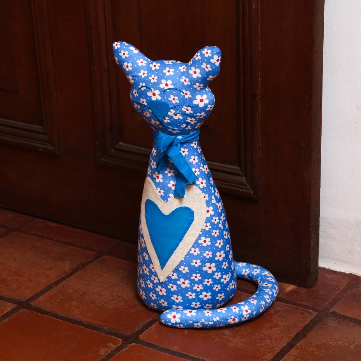 Blue Kitty Door Stopper