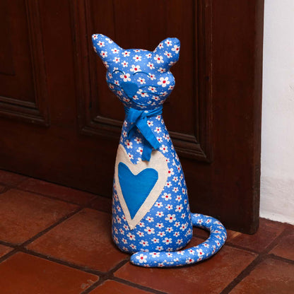 Blue Kitty Door Stopper
