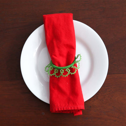 Leafy Tatted Napkin Ring Set